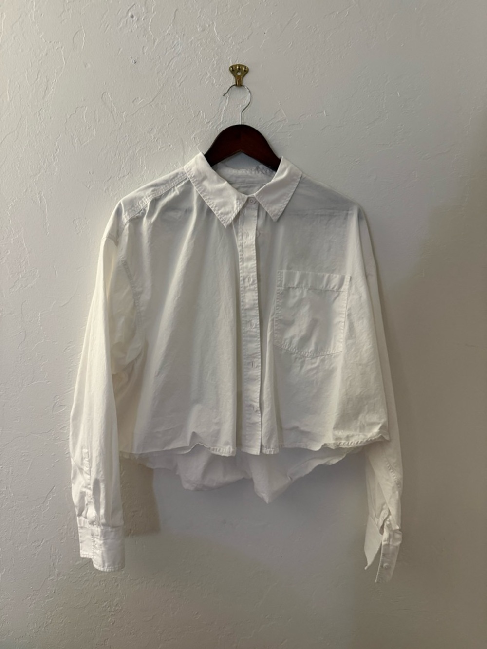 J. Crew Cropped White Button-Down Shirt